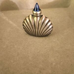 Vintage Mexican Sterling Silver Perfume Bottle with Colbalt Blue Cabochon